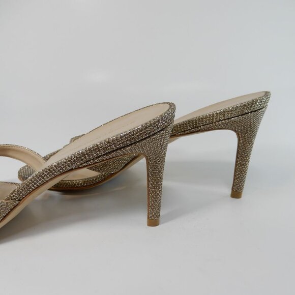 STUART WEITZMAN Soiree Shimmer Stiletto Heel Sandals Size 7.5 Platinum Gold $425 - Picture 6 of 15
